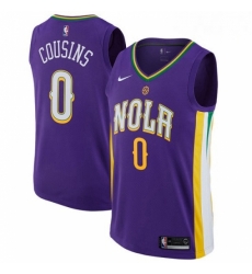 Mens Nike New Orleans Pelicans 0 DeMarcus Cousins Swingman Purple NBA Jersey City Edition