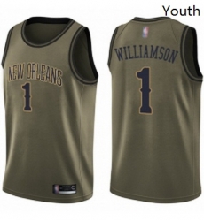 Youth Nike New Orleans Pelicans 1 Zion Williamson Green Salute to Service NBA Swingman Jersey 