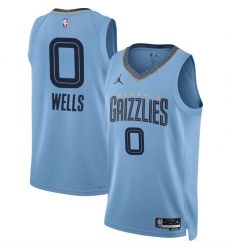 Men Memphis Grizzlies 0 Jaylen Wells Blue 2024 Draft Statement Edition Stitched Jersey