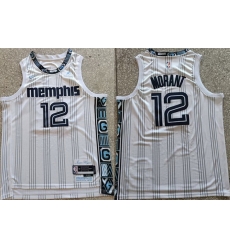 Men Memphis Grizzlies 12 Ja Morant White 2025 26 City Edition Edition Stitched Basketball Jersey Men Memphis Grizzlies 12 Ja Morant White 2025 26 City Edition Edition Stitched Basketball Jersey
