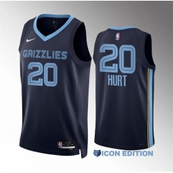 Men Memphis Grizzlies 20 Matthew Hurt Navy Icon Edition Stitched Jersey