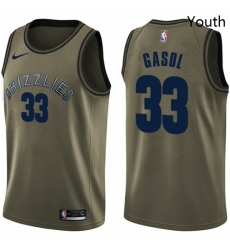 Youth Nike Memphis Grizzlies 33 Marc Gasol Swingman Green Salute to Service NBA Jersey