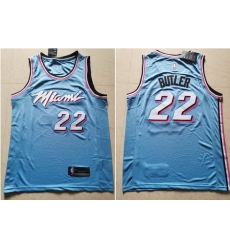 Heat 22 Jimmy Butler Light Blue Nike City Edition Swingman Jersey