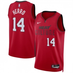 Men Miami Heat 14 Tyler Herro Red 2024 25 City Edition Stitched Basketball Jersey