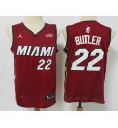 Men Miami Heat 22 Jimmy Butler Red 2020 Brand Jordan Swingman Stitched NBA Jersey With The NEW Sponsor Logo