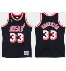 Men Miami Heat  33 Alonzo Mourning Black Stitched Basketball Jersey