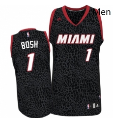 Mens Adidas Miami Heat 1 Chris Bosh Authentic Black Crazy Light NBA Jersey