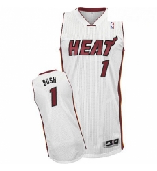 Mens Adidas Miami Heat 1 Chris Bosh Authentic White Home NBA Jersey