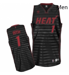 Mens Adidas Miami Heat 1 Chris Bosh Swingman BlackGrey Groove NBA Jersey