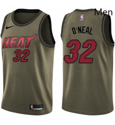 Mens Nike Miami Heat 32 Shaquille ONeal Swingman Green Salute to Service NBA Jersey