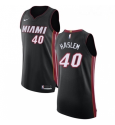 Mens Nike Miami Heat 40 Udonis Haslem Authentic Black Road NBA Jersey Icon Edition