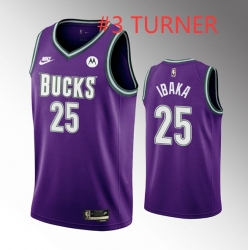 Men Milwaukee Bucks #3 Myles Turner Purple Stitched NBA Jersey