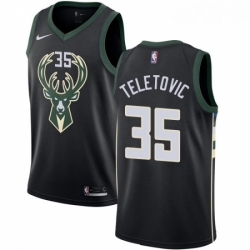 Mens Nike Milwaukee Bucks 35 Mirza Teletovic Authentic Black Alternate NBA Jersey Statement Edition