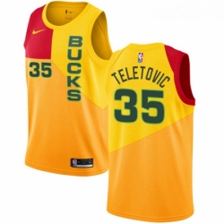 Womens Nike Milwaukee Bucks 35 Mirza Teletovic Swingman Yellow NBA Jersey City Edition