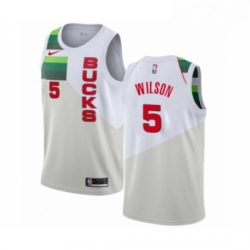 Womens Nike Milwaukee Bucks 5 D J Wilson White Swingman Jersey Earned Edition 