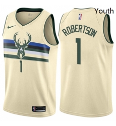 Youth Nike Milwaukee Bucks 1 Oscar Robertson Swingman Cream NBA Jersey City Edition