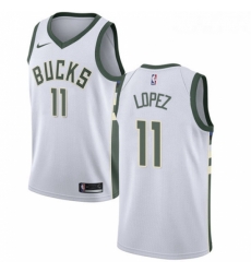 Youth Nike Milwaukee Bucks 11 Brook Lopez Swingman White NBA Jersey Association Edition 