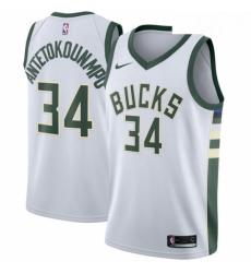 Youth Nike Milwaukee Bucks 34 Giannis Antetokounmpo Swingman White Home NBA Jersey Association Edition