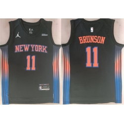 Men New Yok Knicks 11 Jalen Brunson Black 2025 26 Statement Edition Stitched Basketball Jersey