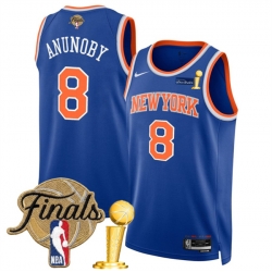 Men New Yok Knicks  8 OG Anunoby Blue 2026 Finals Patch And Finals Champions Patch Icon Edition Stitched Basketball Jersey