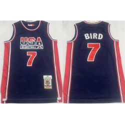 Men USA Basketball 7 Larry Bird 1992 Navy Throwback Stitched Jersey