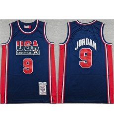Men USA Basketball 9 Michael Jordan Navy Stitched Jersey