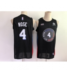 Men's New York Knicks #4 Derrick Rose Black City 2020-21 Stitched Basketball Jersey