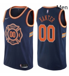 Mens Nike New York Knicks 00 Enes Kanter Swingman Navy Blue NBA Jersey City Edition 