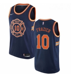 Mens Nike New York Knicks 10 Walt Frazier Authentic Navy Blue NBA Jersey City Edition