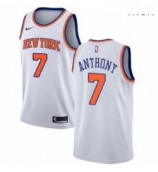 Mens Nike New York Knicks 7 Carmelo Anthony Authentic White NBA Jersey Association Edition