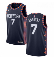 Mens Nike New York Knicks 7 Carmelo Anthony Swingman Navy Blue NBA Jersey 2018 19 City Edition