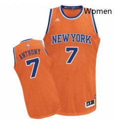 Womens Adidas New York Knicks 7 Carmelo Anthony Swingman Orange Alternate NBA Jersey