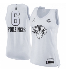 Womens Nike Jordan New York Knicks 6 Kristaps Porzingis Swingman White 2018 All Star Game NBA Jersey 