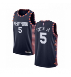 Youth New York Knicks 5 Dennis Smith Jr Swingman Navy Blue Basketball Jersey 2018 19 City Edition 