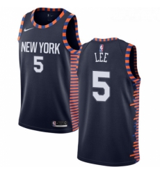 Youth Nike New York Knicks 5 Courtney Lee Swingman Navy Blue NBA Jersey 2018 19 City Edition