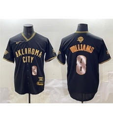 Men Oklahoma City Thunder 8 Jalen Williams Black Gold 2025 Finals Vapor Stitched Baseball Jersey Men Oklahoma City Thunder 8 Jalen Williams Black Gold 2025 Finals Vapor Stitched Baseball Jersey