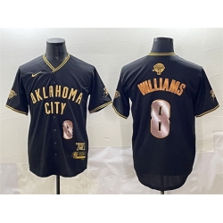 Men Oklahoma City Thunder 8 Jalen Williams Black Gold 2025 Finals Vapor Stitched Baseball Jersey