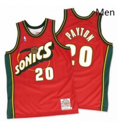 Mens Mitchell and Ness Oklahoma City Thunder 20 Gary Payton Swingman Red SuperSonics Throwback NBA Jersey