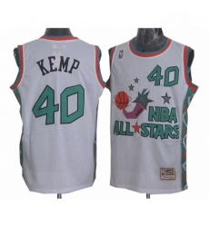 Mens Mitchell and Ness Oklahoma City Thunder 40 Shawn Kemp Authentic White 1996 All Star Throwback NBA Jersey