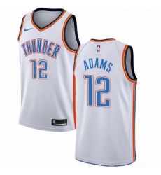 Mens Nike Oklahoma City Thunder 12 Steven Adams Authentic White Home NBA Jersey Association Edition