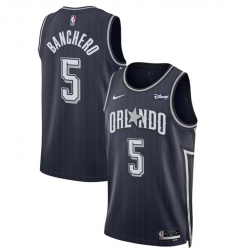 Men Orlando Magic 5 Paolo Banchero Navy 2023 24 City Edition Stitched Basketball Jersey