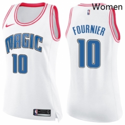 Womens Nike Orlando Magic 10 Evan Fournier Swingman WhitePink Fashion NBA Jersey