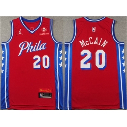 Men Philadelphia 76ers 20 Jared McCain Red Statement Edition Stitched Jersey