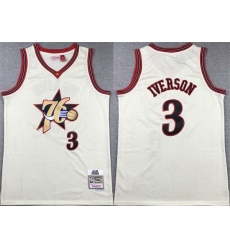 Men Philadelphia 76ers 3 Allen Iverson White Throwback Stitched Basketball Jersey 443