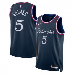 Men Philadelphia 76ers 5 Quentin Grimes Navy 2025 26 City Edition Stitched Jersey