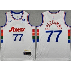 Men Philadelphia 76ers 77 V  J  Edgecombe White City Edition Stitched Stitched Jersey