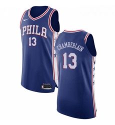 Mens Nike Philadelphia 76ers 13 Wilt Chamberlain Authentic Blue Road NBA Jersey Icon Edition