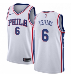 Mens Nike Philadelphia 76ers 6 Julius Erving Authentic White Home NBA Jersey Association Edition