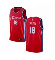 Mens Philadelphia 76ers 18 Shake Milton Authentic Red Basketball Jersey Statement Edition 