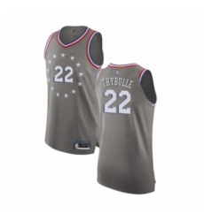 Mens Philadelphia 76ers 22 Mattise Thybulle Authentic Gray Basketball Jersey City Edition 